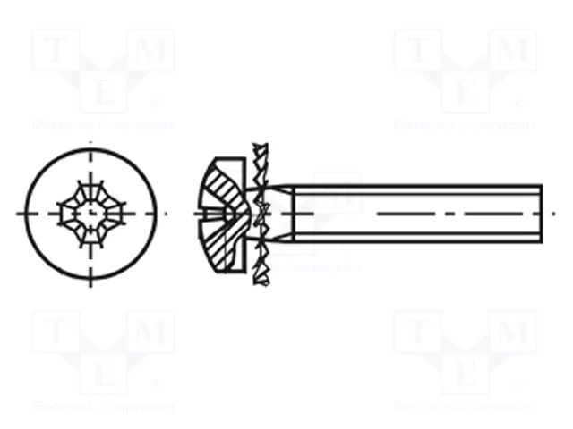 Screw; M3x6; 0.5; Head: cheese head; Phillips; PH1; steel; zinc BOSSARD B3X6/BN40100