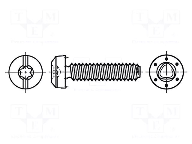 Screw; for metal; 4x16; Head: cheese head; slotted,Torx®; TX20,1mm BOSSARD B4X16/BN14551