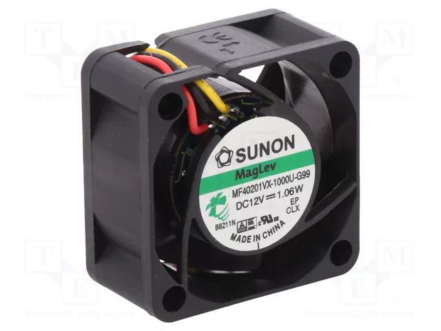 Fan: DC; axial; 12VDC; 40x40x20mm; 18.25m3/h; 27.5dBA; Vapo; 8000rpm SUNON MF40201VX-G99-A