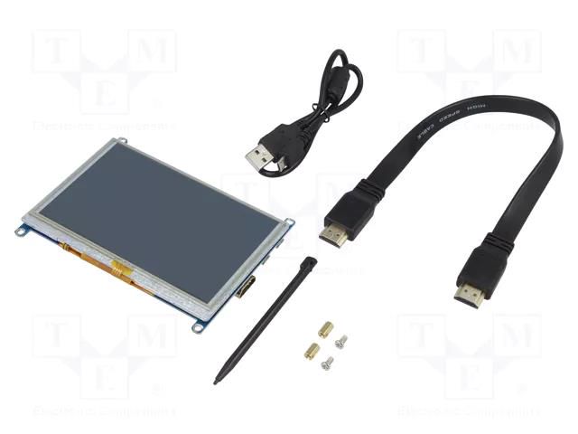 Display: TFT; 5"; 800x480; Illumin: LED; 121x89.55mm; 3.3÷5VDC WAVESHARE WSH-10737
