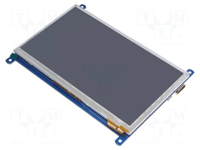 Display: TFT; 7"; 800x480; Illumin: LED; 164.9x124.27mm; 3.3÷5VDC WAVESHARE WSH-10829