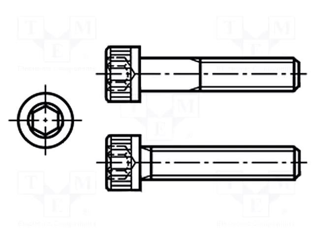 Screw; 1/4"x7/8"; 20; Head: knurled,cheese head; hex key; steel BOSSARD B1/4X7/8/BN13