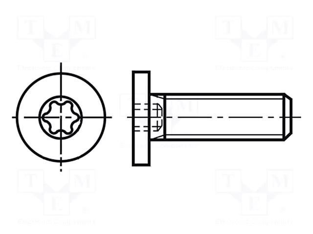 Screw; M4x8; 0.7; Head: cheese head; Torx®; TX10; steel; zinc BOSSARD B4X8/BN9524