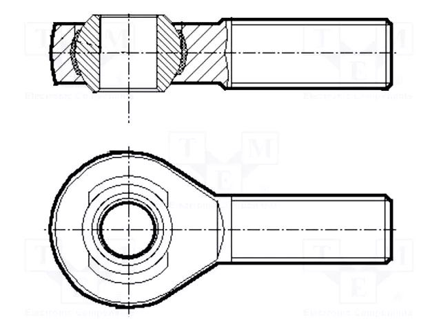 Ball joint; 10mm; M10; left hand thread,outside; steel; DURBAL BOSSARD B10/BN35
