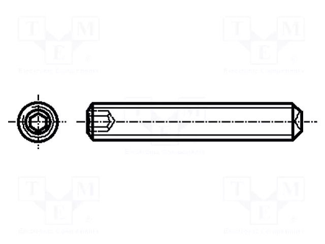 Screw; M3x4; 0.5; Head: without head; hex key; HEX 1.5mm; steel BOSSARD B3X4/BN27