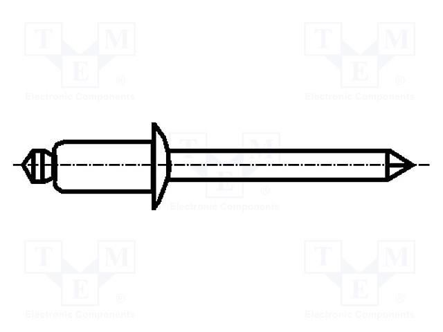 Rivet; aluminium; Rivet diam: 4mm; L.rivet: 10.3mm; BN 4537 BOSSARD B4X10.3/BN4537