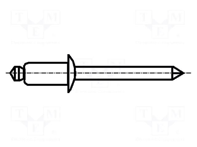 Rivet; A2 stainless steel; Rivet diam: 3.2mm; L.rivet: 9.5mm BOSSARD B3.2X9.5/BN1409