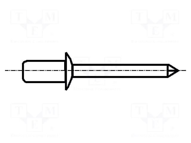 Rivet; aluminium; Rivet diam: 3.2mm; L.rivet: 6mm; BN 926 BOSSARD B.AD42/BN926
