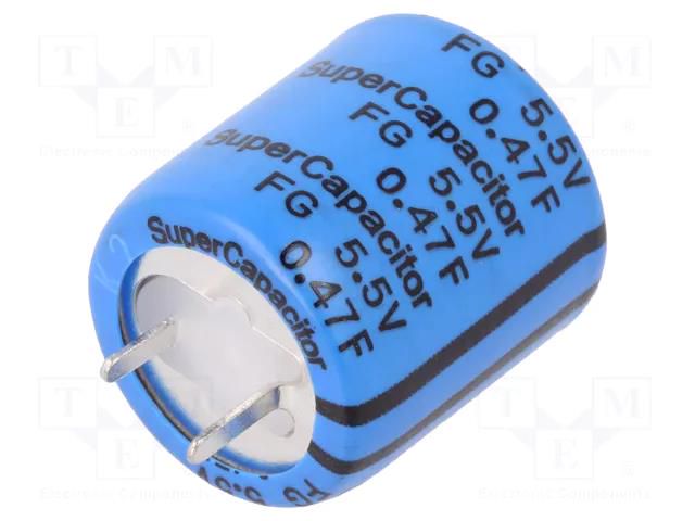 Supercapacitor; THT; 0.47F; 5.5VDC; -20÷80%; Body dim: Ø14.5x18mm KEMET FG0H474ZF