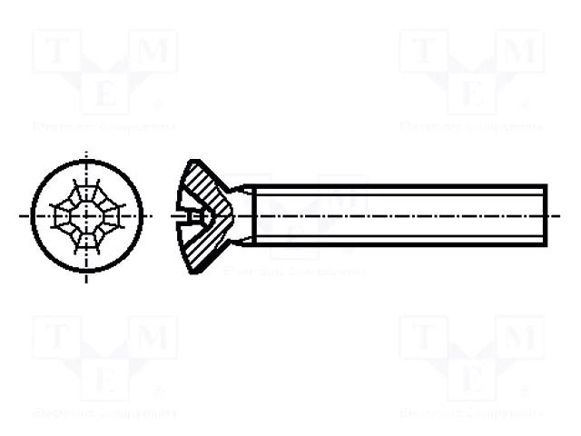 Screw; M3x6; 0.5; Head: countersunk; Phillips; PH1; steel; zinc BOSSARD B3X6/BN392