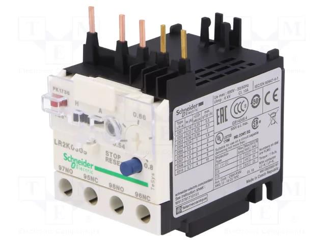 Thermal relay; Auxiliary contacts: NO + NC; 0.54÷0.8A; -20÷55°C SCHNEIDER ELECTRIC LR2K0305