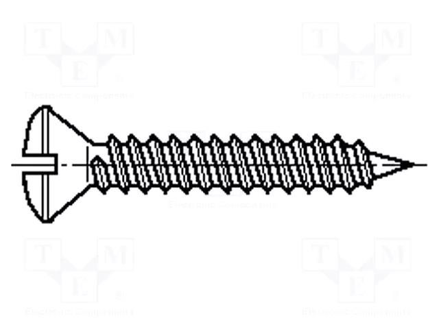 Screw; 2.9x9.5; Head: countersunk; slotted; 0.8mm; hardened steel BOSSARD B2.9X9.5/BN991