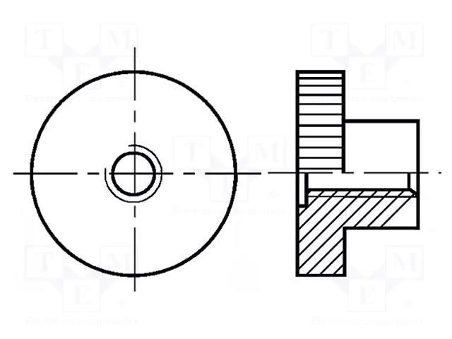 Nut; round,knurled; M4; 0.7; polyamide; BN 5933 BOSSARD B4/BN5933