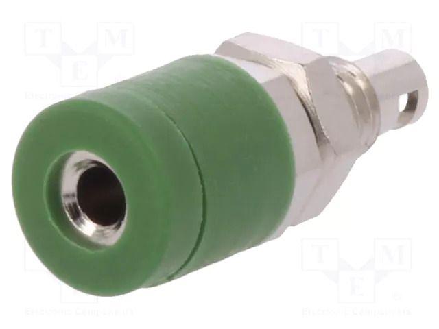 Connector: 2mm banana; socket; 10A; 33VAC; 70VDC; green; soldered SCHÜTZINGER IBU2011NI-GN