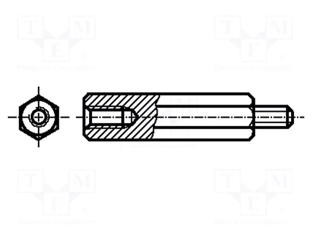 Spacer sleeve; 4mm; Int.thread: M3; Ext.thread: M3; hexagonal HARWIN R30-3000402