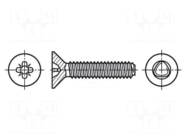Screw; 3x8; Head: countersunk; Pozidriv; PZ1; steel; zinc; DIN 7500M BOSSARD B3X8/BN3327