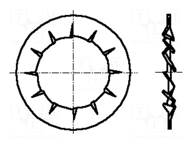 Washer; conical; M5; D=9.8mm; h=2.25mm; spring steel; DIN 6798V BOSSARD B5/BN786