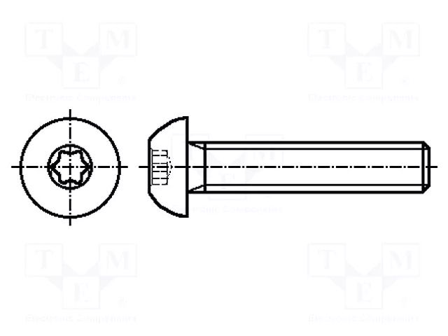 Screw; M5x12; 0.8; Head: button; Torx®; TX25; steel; zinc; ISO 7380 BOSSARD B5X12/BN6404