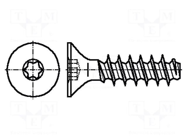 Screw; for plastic; 4x8; Head: countersunk; Torx®; TX20; zinc BOSSARD B4X8/BN2041