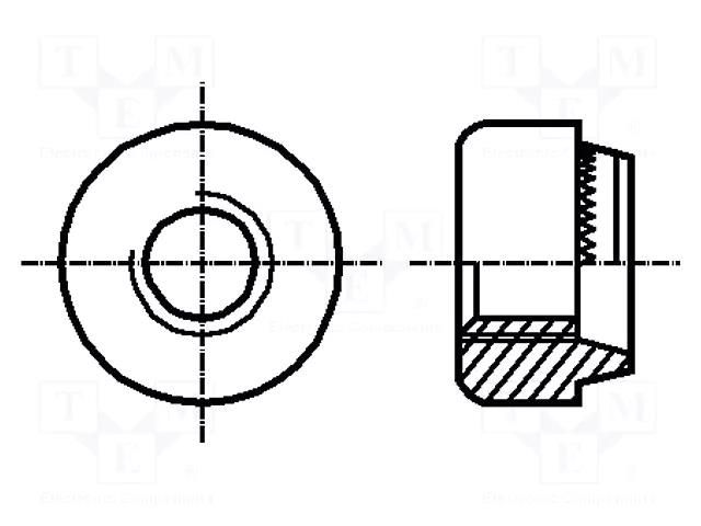 Insert nut; round; M3; 0.5; steel; Plating: zinc; BN 199; push-on BOSSARD B3/BN199