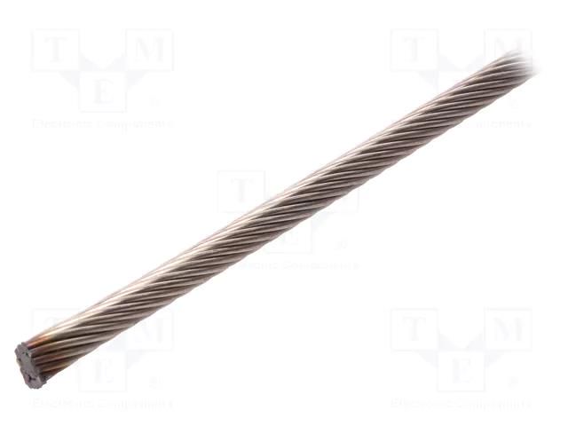 Rope; acid resistant steel A4; Ørope: 6mm; L: 10m; 1032kg KRAFTBERG L1X19-F6-A4/10M