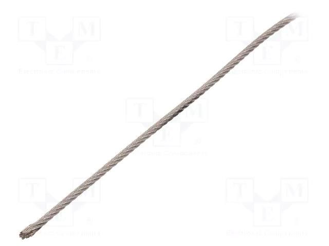 Rope; acid resistant steel A4; Ørope: 2mm; L: 50m; Rope plexus: 7x7 KRAFTBERG L7X7-F2-A4/50M