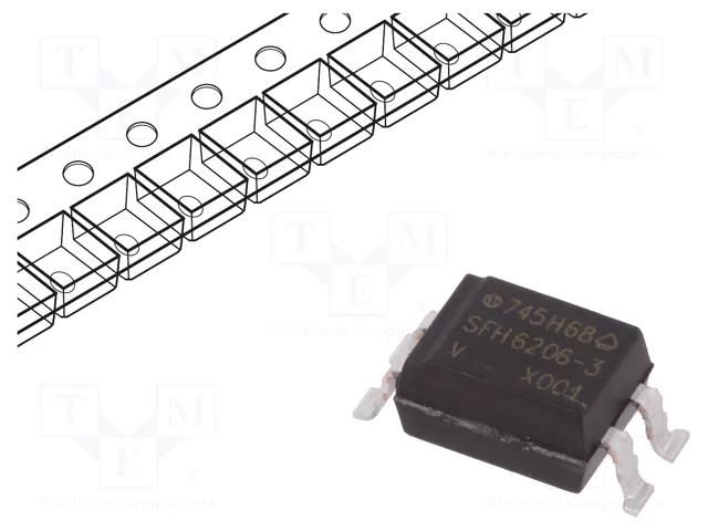 Optocoupler; SMD; Ch: 1; OUT: transistor; Uinsul: 5.3kV; Uce: 70V VISHAY SFH6206-3X001T