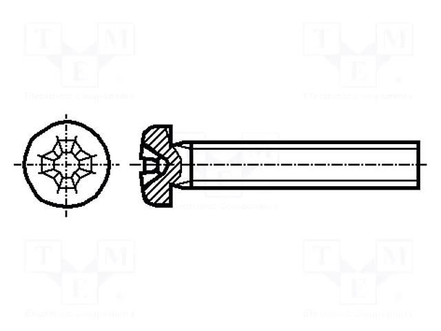Screw; M2x4; 0.4; Head: cheese head; Phillips; PH1; ISO 7048 BOSSARD B2X4/BN2845