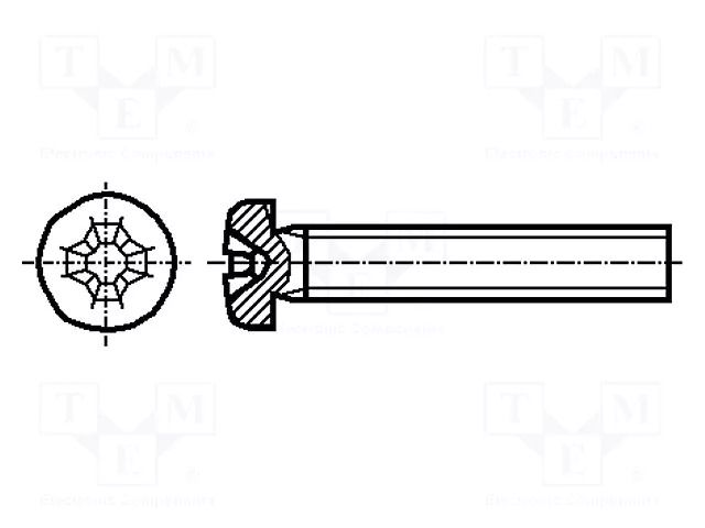 Screw; M2x4; 0.4; Head: cheese head; Phillips; PH1; ISO 7048 BOSSARD B2X4/BN2845