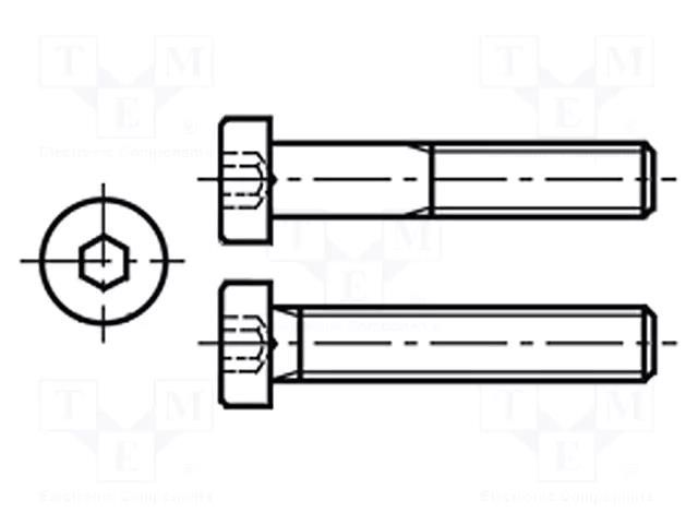 Screw; M3x10; 0.5; Head: cheese head; hex key; HEX 2mm; DIN 7984 BOSSARD B3X10/BN2844