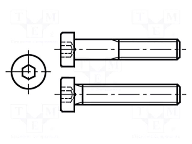 Screw; M6x30; 1; Head: cheese head; hex key; HEX 4mm; steel BOSSARD B6X30/BN16