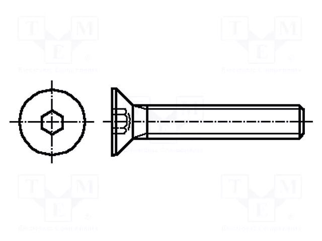 Screw; M6x60; 1; Head: countersunk; hex key; HEX 4mm; DIN 7991 KRAFTBERG K6X60-ISO10642-A2