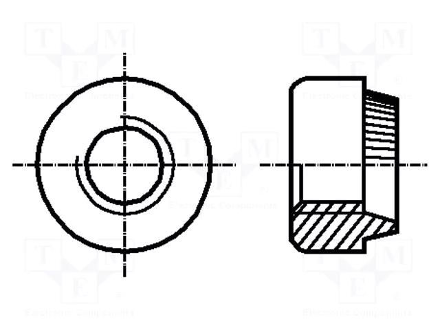 Insert nut; round; M4; steel; Plating: zinc; 3.2mm; BN 196; push-on BOSSARD B4/BN196