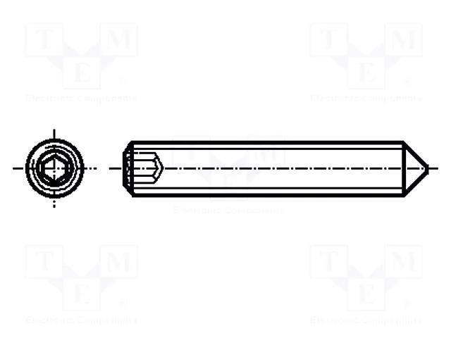 Screw; M5x12; 0.8; Head: without head; hex key; HEX 2.5mm; steel BOSSARD B5X12/BN29