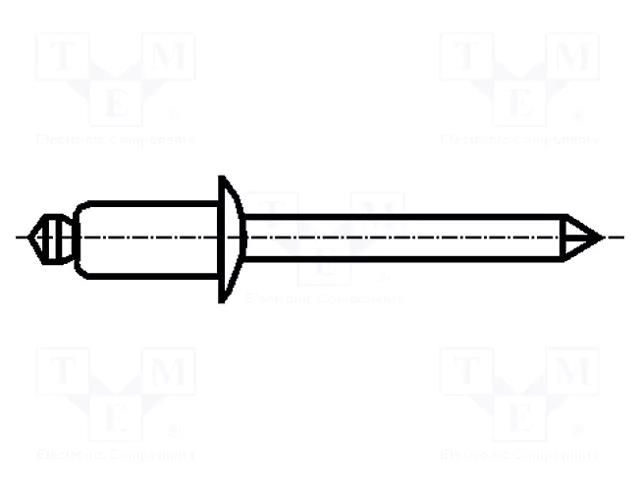 Rivet; aluminium; Rivet diam: 3.2mm; L.rivet: 17mm; BN 924 BOSSARD B3.2X17/BN924