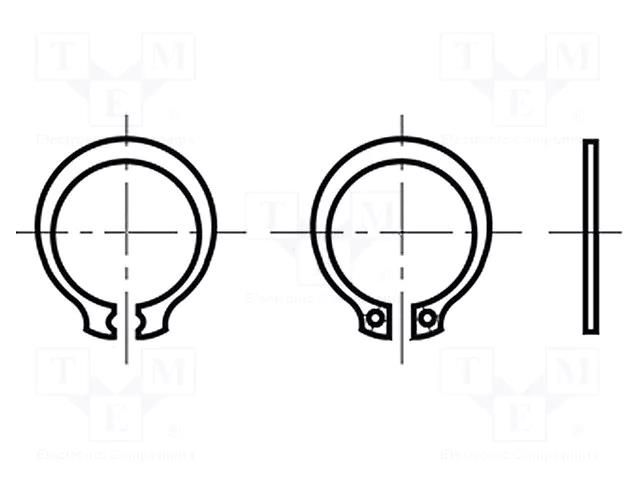 Circlip; spring steel; Shaft dia: 7.6mm; BN 818; Ring: external BOSSARD B8/BN818