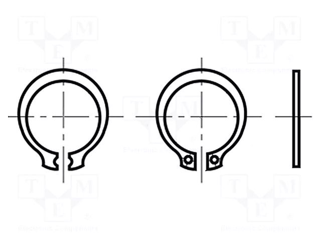 Circlip; spring steel; Shaft dia: 14.3mm; BN 818; Ring: external BOSSARD B15/BN818