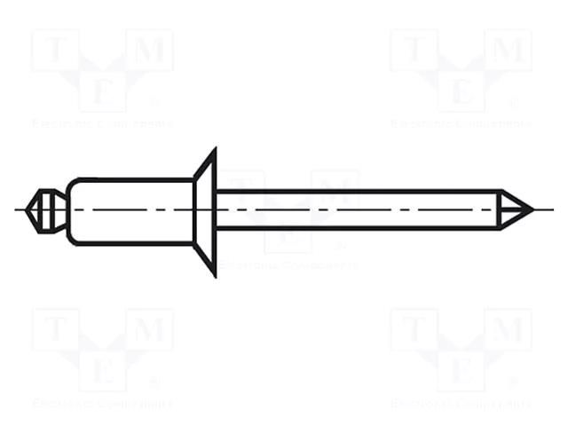 Rivet; aluminium; Rivet diam: 3.2mm; L.rivet: 11mm; BN 925 BOSSARD B.TAPK48BSBN925
