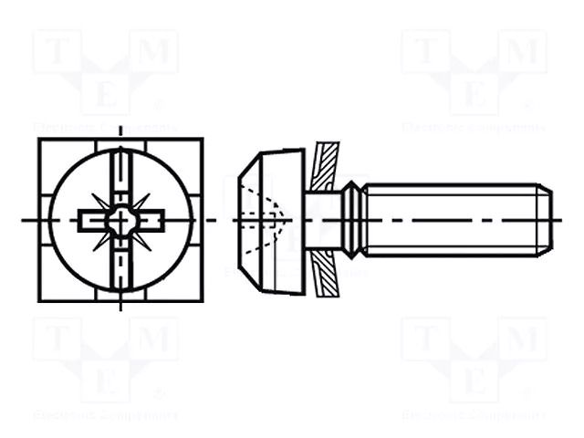 Screw; with washer; M3x6; 0.5; Pozidriv,slotted; PZ1,0.6mm; steel BOSSARD B3X6/BN20218