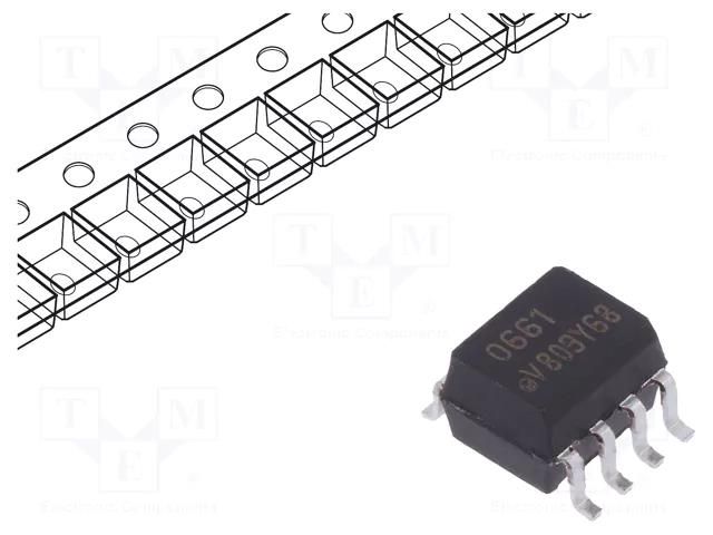 Optocoupler; SMD; Ch: 2; OUT: logic; 6kV; 10Mbps; SO8; VO06xxT VISHAY VO0661T