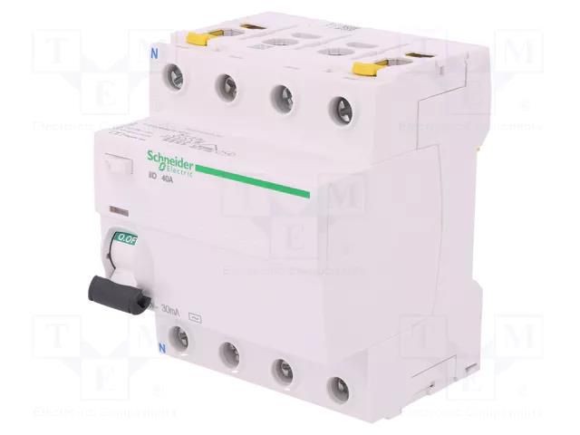 RCD breaker; Inom: 40A; Ires: 30mA; Poles: 4; 400VAC; IP20; 1÷25mm2 SCHNEIDER ELECTRIC A9Z11440