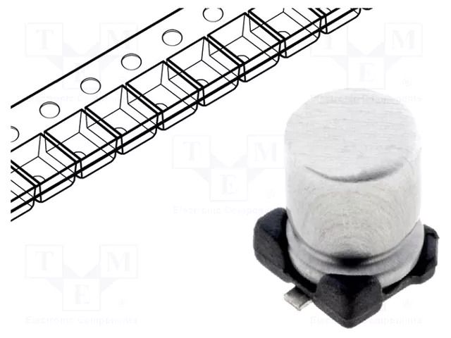 Capacitor: electrolytic; SMD; 100uF; 25VDC; Ø8x6mm; ±20%; 2000h SAMWHA CE100/25-SMD