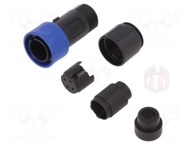 Connector: circular; plug; male; PIN: 4; w/o contacts; for cable BULGIN PXP4010/04P/6570