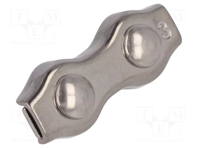 Rope clamp duplex; acid resistant steel A4; for rope; Ørope: 3mm KRAFTBERG ZLR2-3-A4