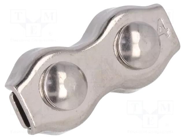 Rope clamp duplex; acid resistant steel A4; for rope; Ørope: 4mm KRAFTBERG ZLR2-4-A4