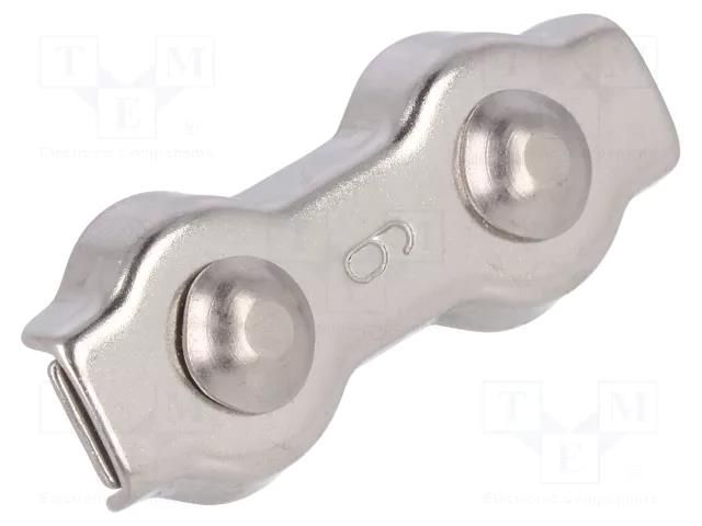 Rope clamp duplex; acid resistant steel A4; for rope; Ørope: 6mm KRAFTBERG ZLR2-6-A4