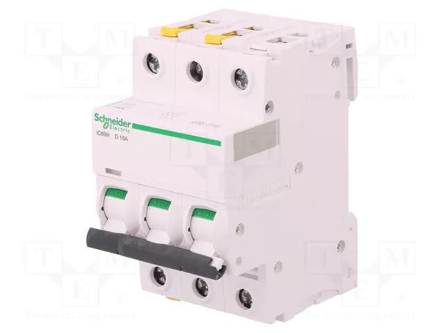 Circuit breaker; 400VAC; Inom: 16A; Poles: 3; Charact: D; 10kA; IP20 SCHNEIDER ELECTRIC A9F08316