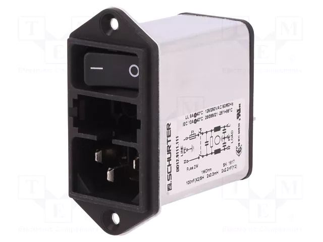 Connector: AC supply; socket; male; 10A; 250VAC; C14 (E),shielded SCHURTER DD12.9111.111