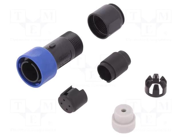 Connector: circular; plug; male; PIN: 4; w/o contacts; for cable BULGIN PXP4010/04P/3035