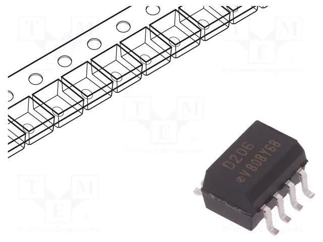 Optocoupler; SMD; Ch: 2; OUT: transistor; Uinsul: 5.3kV; Uce: 80V; SO8 VISHAY VOD206T